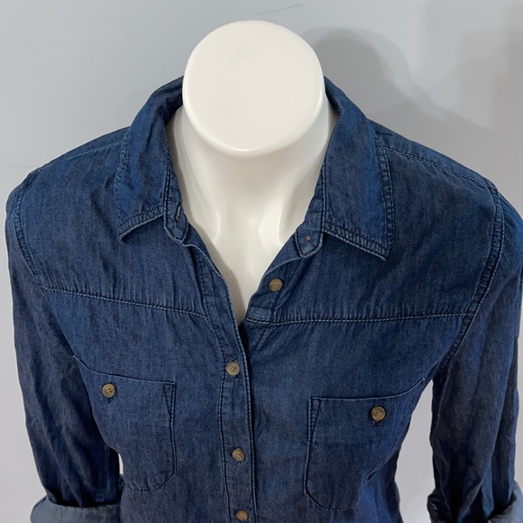 Merona Cotton Blue Denim Button Down Shirt - Picture 3 of 10